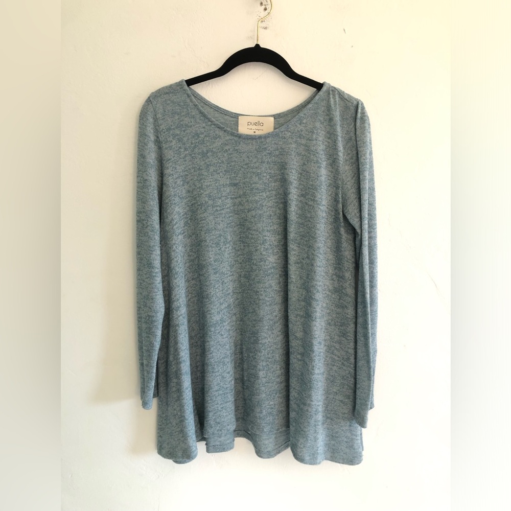 Anthropologie Puella Top Womens M Blue Green Tunic Top Quiet Luxury Beach